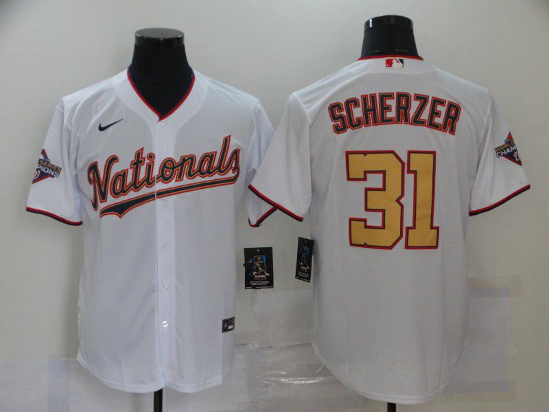 Men Washington Nationals #31 Scherzer White 2020 Game MLB Jerseys->boston red sox->MLB Jersey